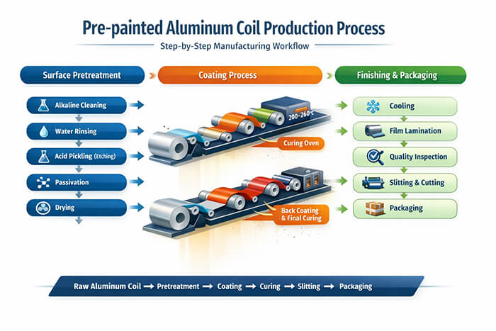 production process of color-coated aluminum coil