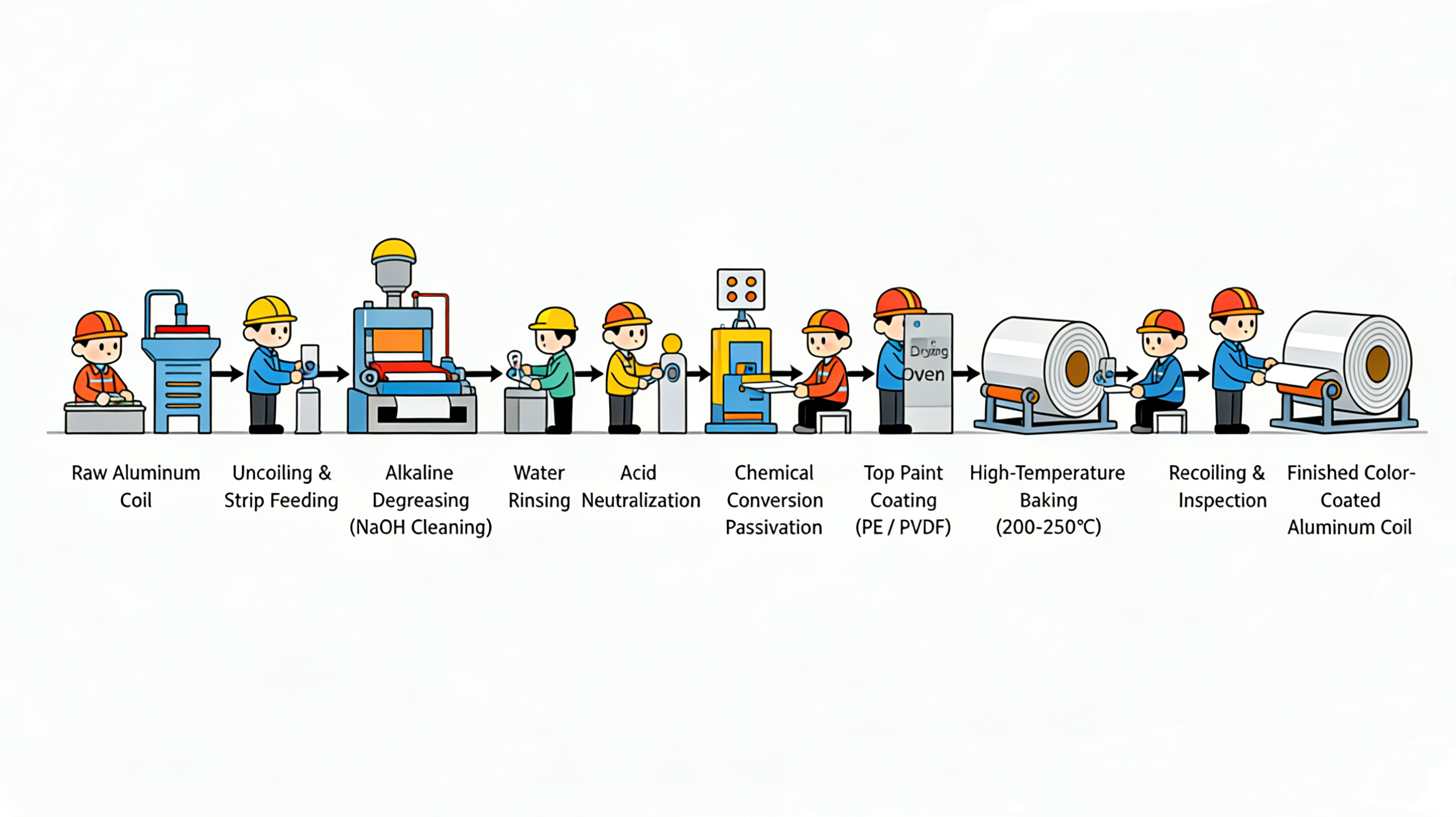 production process of color-coated aluminum coil